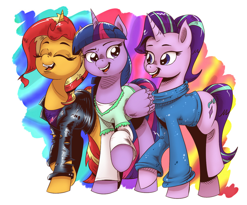 2018 alicorn alpha_channel clothing cutie_mark equestria_girls equid equine female friendship_is_magic group hasbro horn jacket mammal my_little_pony mythological_creature mythological_equine mythology saturdaymorningproj simple_background starlight_glimmer_(mlp) sunset_shimmer_(eg) sweater topwear transparent_background twilight_sparkle_(mlp) unicorn wings