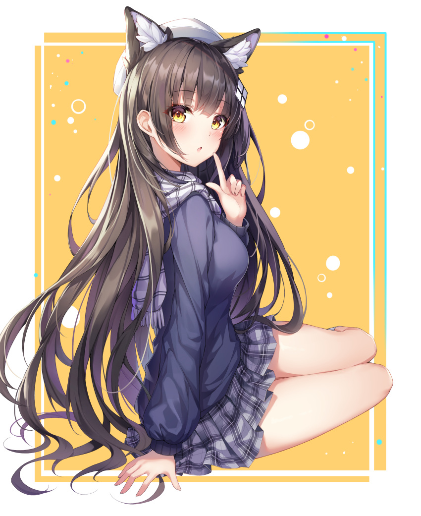 animal_ears dangmyo girls_frontline nekomimi qbz-95 seifuku sweater