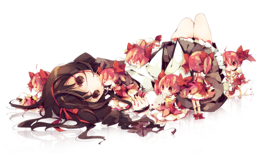 akemi_homura ana chibi kaname_madoka mahou_shoujo_madoka_magica seifuku