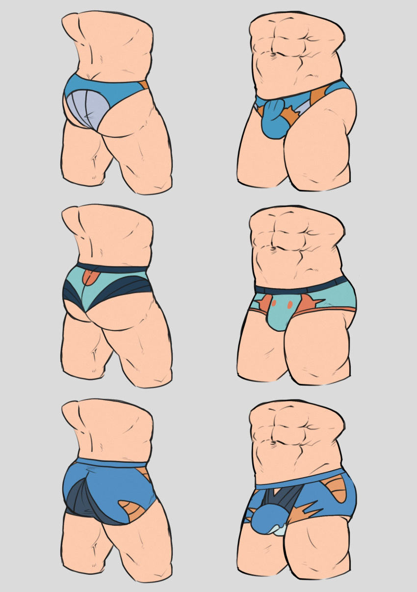 1boy abs absurdres ass bara briefs bulge deny_hanamura grey_background highres huge_ass male_focus male_swimwear male_underwear manly marshtomp mature_male mudkip pokemon simple_background swampert swim_briefs swimsuit thick_thighs thighs underwear