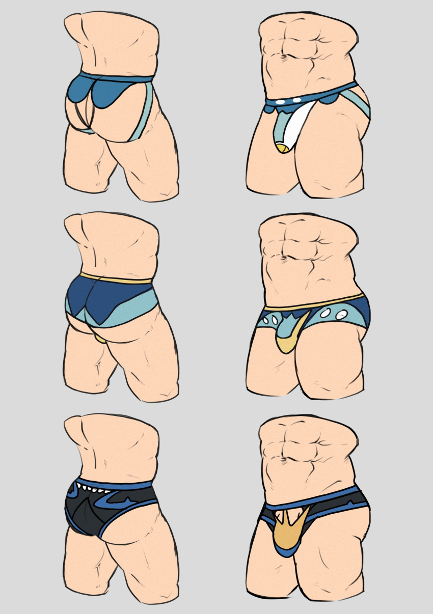 1boy abs absurdres ass bara bikini briefs bulge deny_hanamura empoleon erection erection_under_clothes grey_background highres huge_ass jockstrap male_focus male_swimwear male_underwear manly mature_male piplup pokemon prinplup simple_background swim_briefs swimsuit thick_thighs thighs thong thong_bikini underwear veins