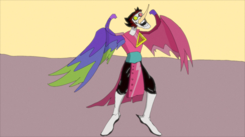 animal_humanoid anthro armless avian avian_humanoid bird clothing costume crane_(bird) deltarune gruiform hi_res humanoid ichabod_(no_evil) male mask meme no_evil shitpost simple_background solo spamton_neo thrilled_oaf undertale_(series)