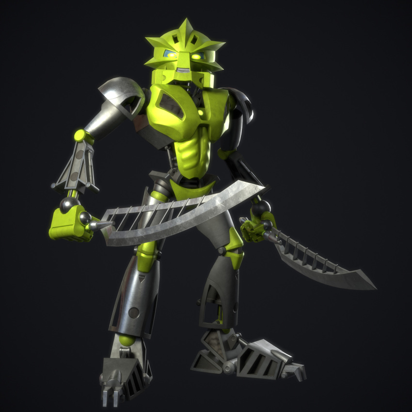 3d_(artwork) ambiguous_gender armor better_version_at_paywall biomechanical bionicle blender_(artwork) digital_media_(artwork) gabby94 glowing glowing_eyes gradient_background green_body green_eyes grey_body hi_res humanoid lego lewa looking_at_viewer machine mask melee_weapon not_furry robot robot_humanoid simple_background solo sword toa weapon