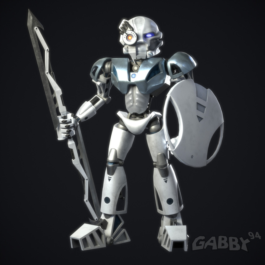 3d_(artwork) ambiguous_gender armor better_version_at_paywall biomechanical bionicle blender_(artwork) blue_eyes digital_media_(artwork) gabby94 glowing glowing_eyes gradient_background hi_res humanoid kopaka lego looking_at_viewer machine mask melee_weapon not_furry red_eyes robot robot_humanoid shield silver_body simple_background solo sword toa weapon white_body