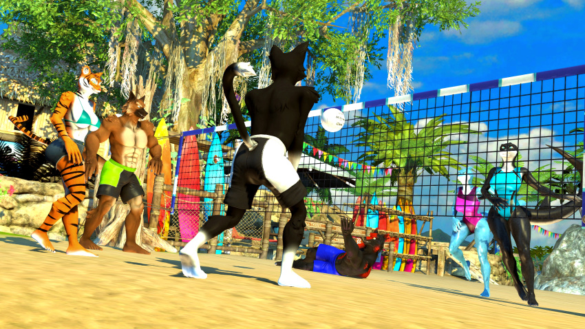 16:9 2023 3d_(artwork) abs anthro athletic athletic_anthro athletic_male ball beach biceps bikini bikini_top black_body black_fur black_scales black_stripes blue_body blue_eyes blue_scales bottomwear breasts brown_body brown_fur canid canine canis cat_(petruz) claws clothed clothing cutoffs denim denim_bottomwear denim_clothing detailed_background digital_media_(artwork) domestic_cat feet felid feline felis female fingers fish fluffy fluffy_tail fur grey_eyes group hi_res long_tail male mammal marine multicolored_body multicolored_fur multicolored_scales muscular muscular_anthro muscular_male one-piece_swimsuit orange_body orange_fur outside pantherine pecs petruz_(copyright) red_body red_fur scales seaside shark shorts source_filmmaker_(artwork) sport striped_body striped_fur stripes surfboard swimming_trunks swimwear tail tan_body tan_fur thick_thighs tiger tiger_(petruz) toes topless topless_anthro topless_male two_tone_body two_tone_fur two_tone_scales viper-desires volleyball volleyball_(ball) white_body white_fur white_scales wide_hips widescreen wolf wolf_(petruz) yellow_eyes