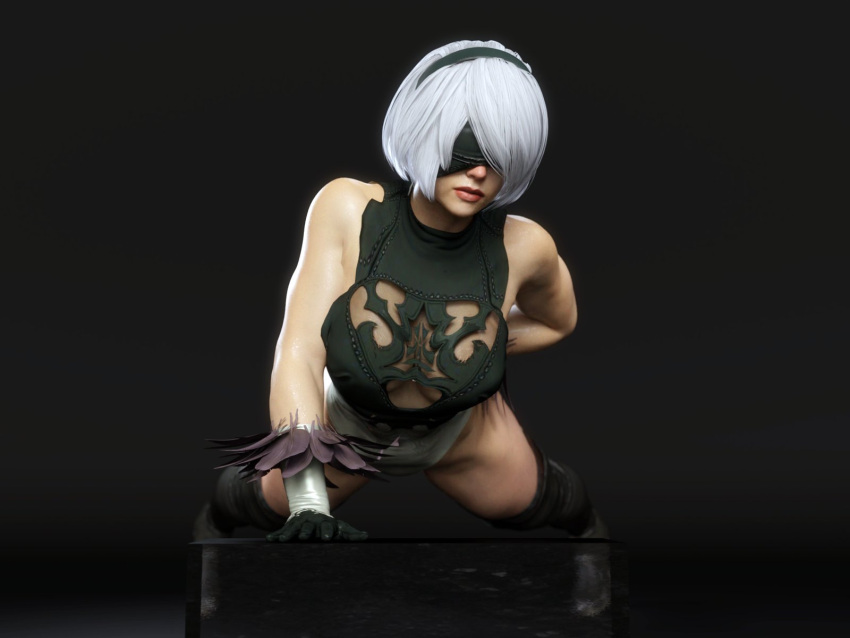 1girls 3d 3d_(artwork) 3d_model alternate_costume android black_blindfold black_boots black_gloves black_hairband black_leotard blindfold boob_window dominant_female excercise female gloves hairband high_boots knee_boots large_breasts leather_gloves muscle_mommy muscular muscular_female nier nier:_automata nier_(series) push-up push_ups supporting_body_with_arms white_hair word2 working_out workout yorha_2b