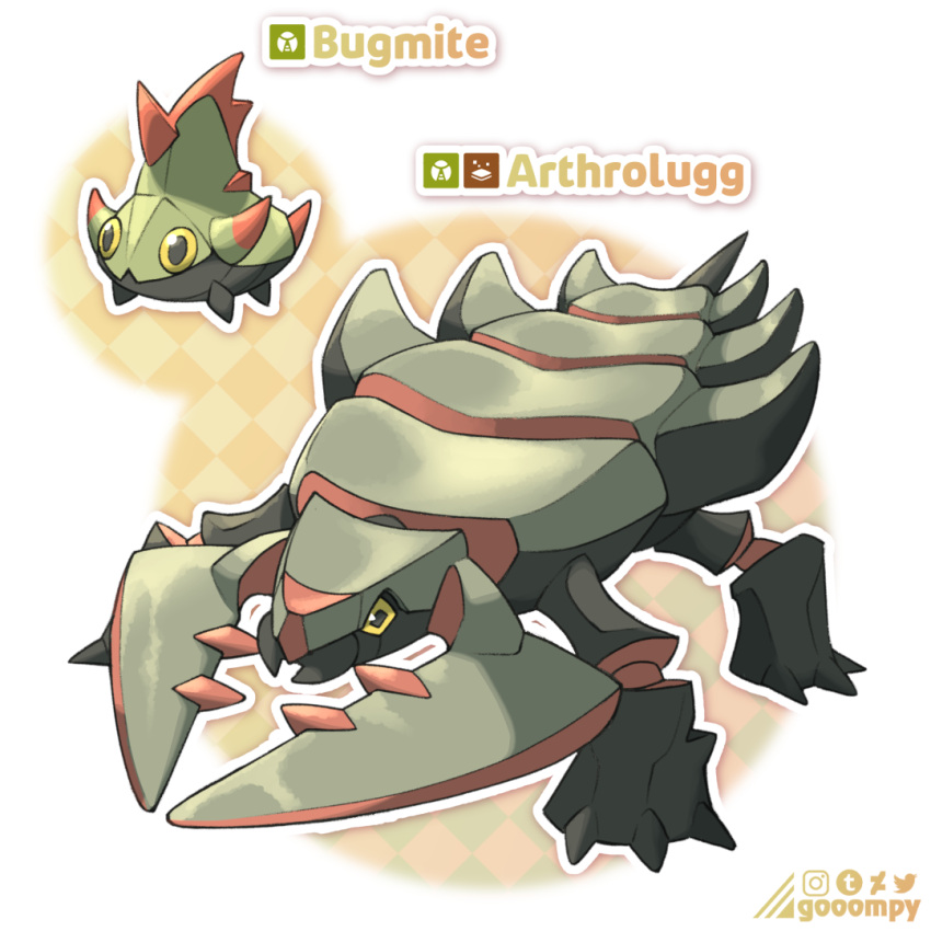 1:1 ambiguous_gender arthropod avalugg bergmite convergent_fakemon exoskeleton fakemon feral generation_6_pokemon gooompy mandibles nintendo pokemon pokemon_(species) quadruped simple_background spikes spikes_(anatomy) text yellow_eyes