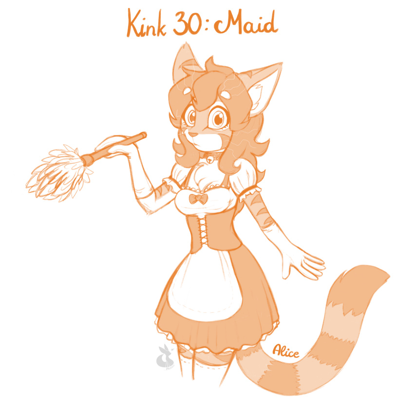 alice_(waffl3sk4t) anthro clothing digital_media_(artwork) felid feline female fur hair hi_res kinktober maid_uniform mammal mancoin pantherine signature simple_background solo tail tiger uniform