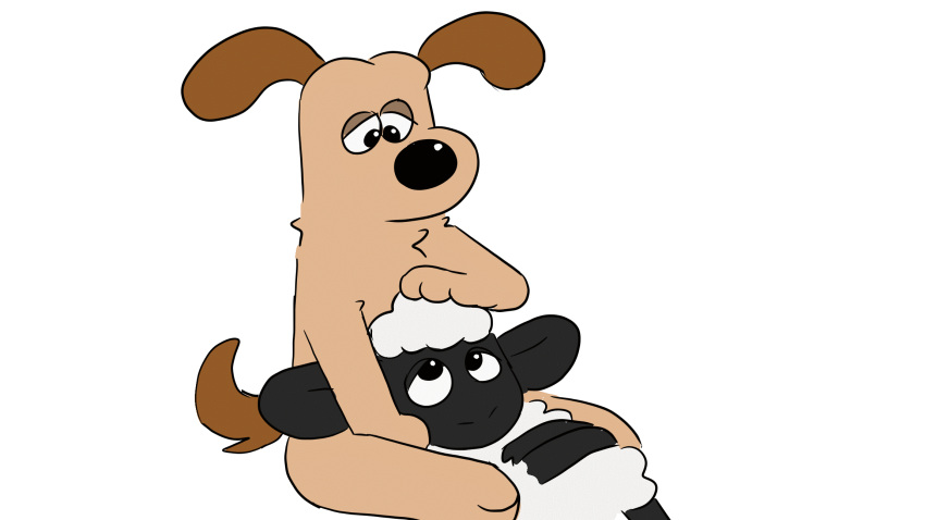 aardman_animations bovid canid canine caprine duo fur gromit_(wallace_and_gromit) headpat hi_res male male/male mammal pawfunk_(artist) shaun_the_sheep shaun_the_sheep_(character) sheep wallace_and_gromit wool_(fur)