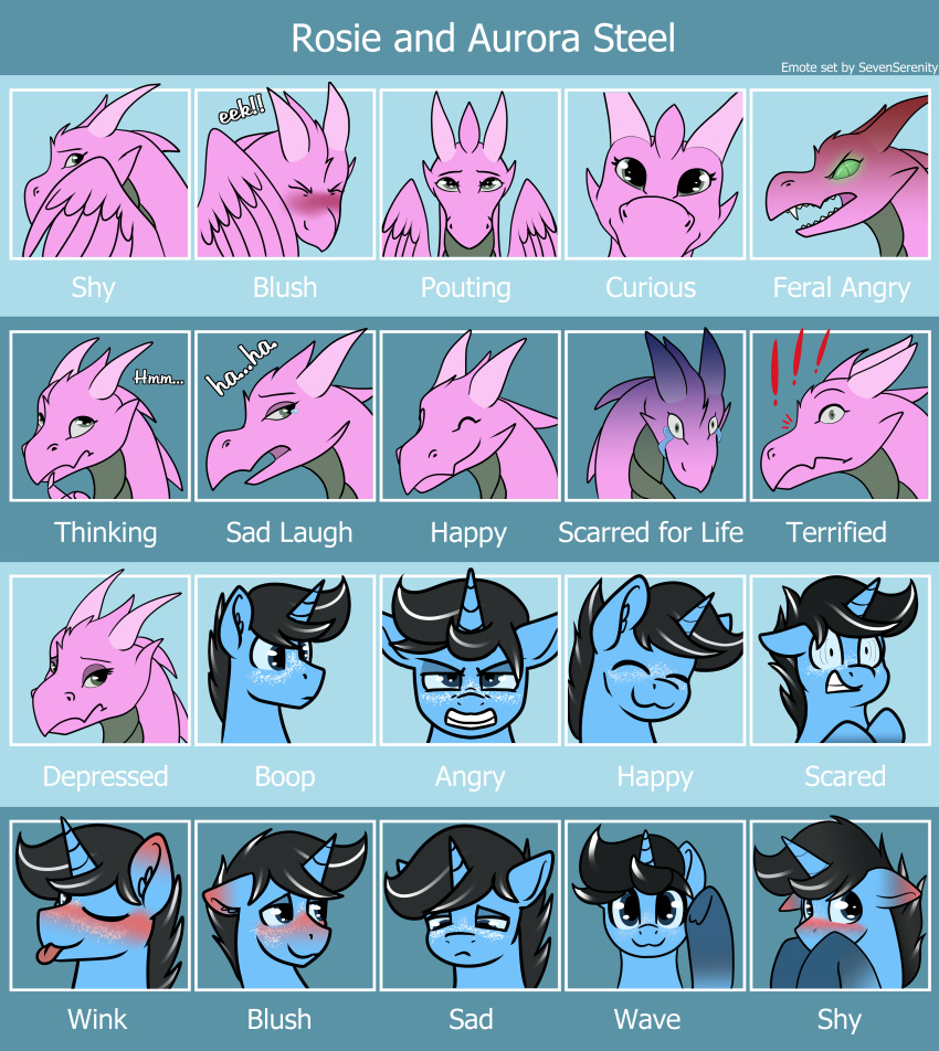 absurd_res blush boop dragon emote emote_set emotion_chart equid equine fan_character feral gesture happy hasbro hi_res horse mammal multiple_images my_little_pony mythological_creature mythological_scalie mythology one_eye_closed pony sad scalie shy solo waving wink