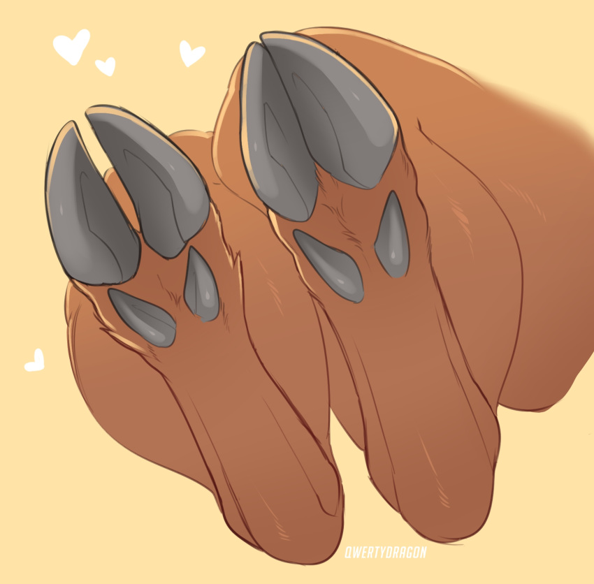 ambiguous_gender anthro artist_name brown_body brown_fur cervine chital cloven_hooves deer deer-spangle dewclaw_hooves feet foot_focus foot_shot fur heart_symbol hi_res hoof_fetish hoof_focus hooves mammal qwertydragon simple_background solo underhoof unguligrade