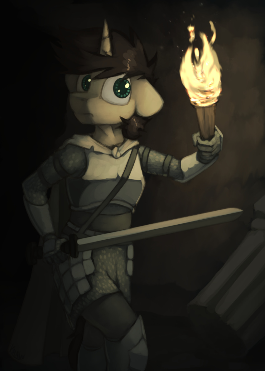 anthro anthrofied equid equine fan_character fire hasbro hi_res horn knight male mammal marsminer my_little_pony mythological_creature mythological_equine mythology pone_keith solo unicorn warrior