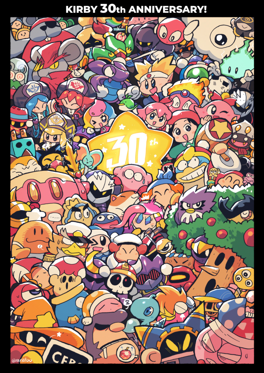 absurdres adeleine anniversary annotation_request apple axe_knight_(kirby) bandana_waddle_dee beetley bio_spark birdon_(kirby) blade_knight bonkers bugzzy bun_(kirby) burning_leo cappy_(kirby) capsule_j capsule_j2 captain_vul chef_kawasaki chilly_(kirby) chuchu_(kirby) como_(kirby) coo_(kirby) dark_meta_knight daroach doc_(kirby) driblee elfilin elline_(kirby) escargon everyone flamberge_(kirby) food francisca_(kirby) fruit fumu_(kirby) galaxia_(sword) gem_apple gim_(kirby) gooey_(kirby) hammer hat highres invincible_candy jammerjab javelin_knight jester_cap kine_(kirby) king_dedede kirby kirby's_dream_land kirby's_return_to_dream_land kirby:_right_back_at_ya kirby:_star_allies kirby:_triple_deluxe kirby_(series) kirby_64 kirby_and_the_forgotten_land kirby_squeak_squad kirby_super_star_ultra knuckle_joe kracko looking_at_viewer mace_knight magolor marx_(kirby) maxim_tomato md5_mismatch melting meta_knight multiple_boys multiple_girls nago_(kirby) nesp noddy_(kirby) pitch_(kirby) plasma_wisp plugg_(kirby) poppy_bros_jr prince_fluff rariatto_(ganguri) ribbon_(kirby) rick_(kirby) robobot_armor rocky_(kirby) sailor_waddle_dee shadow_kirby shotzo simirror sir_kibble spinni squeakers storo susie_(kirby) sweatdrop sword sword_knight tac_(kirby) taranza tree trident_knight vividria waddle_dee waddle_doo weapon wester_(kirby) wheelie_(kirby) whispy_woods zan_partizanne