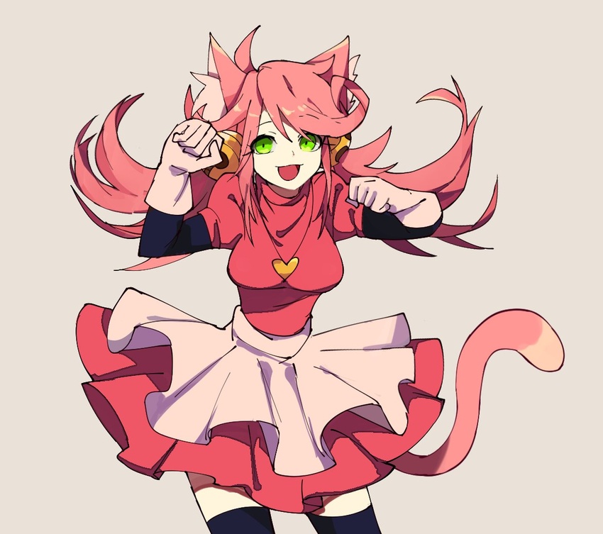 animal_ears bells cat_ears female gloves green_eyes mad_mew_mew magical_girl oerba_yun_fang pink_hair undertale white_gloves