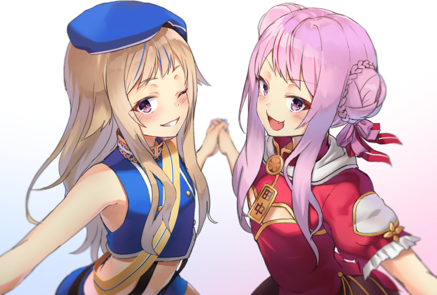 blonde_hair chinese_clothes chinese_dress himehina_channel okamen pink_eyes pink_hair suzuki_hina tanaka_hime