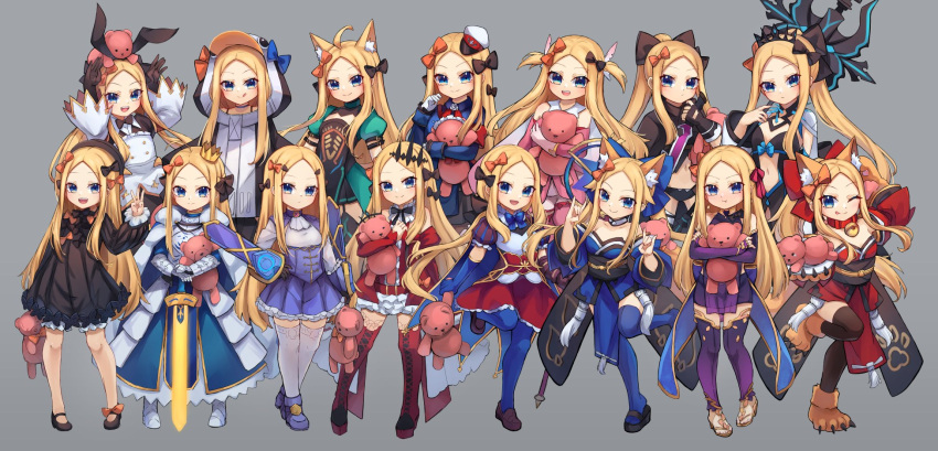 abigail_williams_(fate) artoria_pendragon_(fate) astolfo_(fate) astolfo_(saber)_(fate) astolfo_(saber)_(fate)_(cosplay) astolfo_(saber)_(third_ascension)_(fate) atalanta_(fate) atalanta_(fate)_(cosplay) baobhan_sith_(fate) baobhan_sith_(fate)_(cosplay) baobhan_sith_(first_ascension)_(fate) blonde_hair blue_eyes blush breasts cosplay fate/apocrypha fate/extra fate/grand_order fate/kaleid_liner_prisma_illya fate/stay_night fate_(series) female forehead full_body highres illyasviel_von_einzbern jack_the_ripper_(fate/apocrypha) jack_the_ripper_(fate/apocrypha)_(cosplay) kama_(fate) kama_(fate)_(cosplay) kama_(first_ascension)_(fate) leonardo_da_vinci_(fate) leonardo_da_vinci_(rider)_(fate) long_hair looking_at_viewer lord_el-melloi_ii_case_files meltryllis_(fate) meltryllis_(swimsuit_lancer)_(fate) meltryllis_(swimsuit_lancer)_(fate)_(cosplay) meltryllis_(swimsuit_lancer)_(first_ascension)_(fate) melusine_(fate) melusine_(fate)_(cosplay) melusine_(second_ascension)_(fate) miya_(miyaruta) morgan_le_fay_(fate) morgan_le_fay_(fate)_(cosplay) multiple_views parted_bangs prisma_illya prisma_illya_(cosplay) reines_el-melloi_archisorte reines_el-melloi_archisorte_(cosplay) saber_(fate) saber_(fate)_(cosplay) small_breasts stuffed_animal stuffed_toy tamamo_(fate) tamamo_cat_(fate) tamamo_cat_(fate)_(cosplay) tamamo_cat_(first_ascension)_(fate) tamamo_cat_(first_ascension)_(fate)_(cosplay) tamamo_no_mae_(fate/extra) tamamo_no_mae_(fate/extra)_(cosplay) teddy_bear