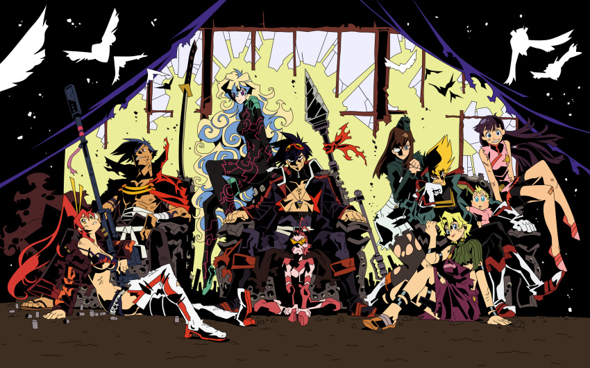 boota gainax kamina kinon kittan kiyal kiyoh nia_teppelin simon tengen_toppa_gurren_lagann vector widescreen yoko_littner