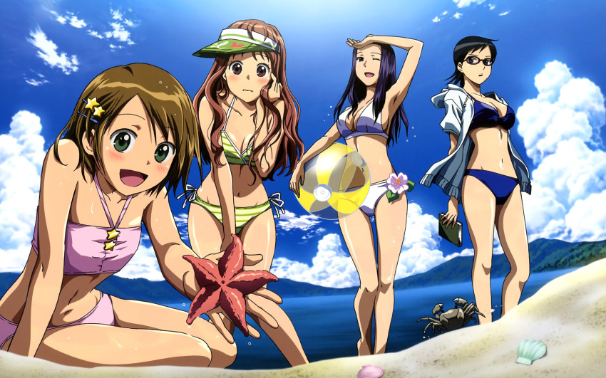 beach bikini kotozuka_fumie makita_hime mihoshi_akeno mizugi sora_no_manimani yarai_sayo