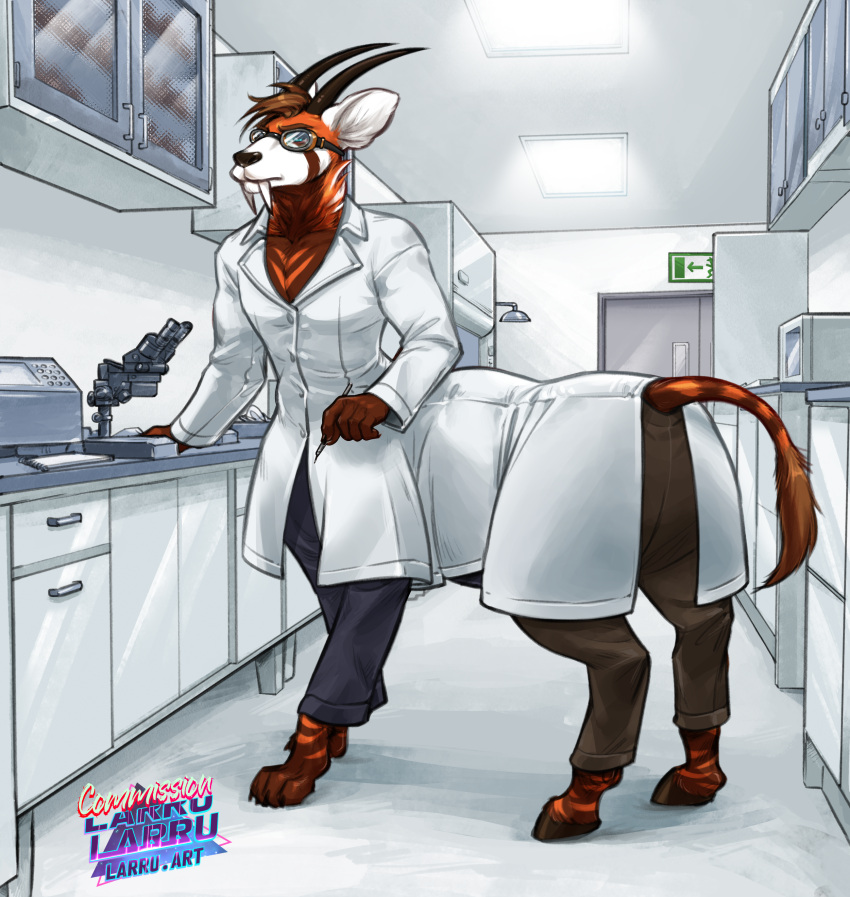 2022 absurd_res ailus_tochar brisketwear clothed_male clothed_taur clothing coat equid equine fully_clothed_male fully_clothed_taur furgonomics hi_res hindwear lab_coat larru-larru male mammal rug_(clothing) taur topwear zebra