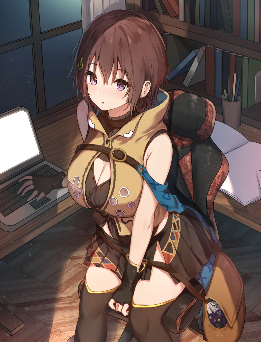 cleavage gamers! sune_(mugendai) tagme thighhighs