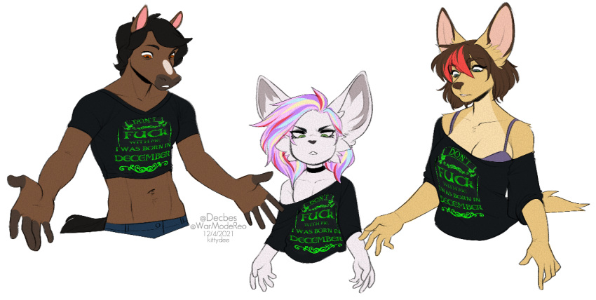 2021 5_fingers alpha_channel anthro breasts canid canine cleavage clothed clothing digital_media_(artwork) equid equine eyebrows eyelashes female fingers green_eyes group harrison_maker horse kittydee ky_armstrong male mammal trio