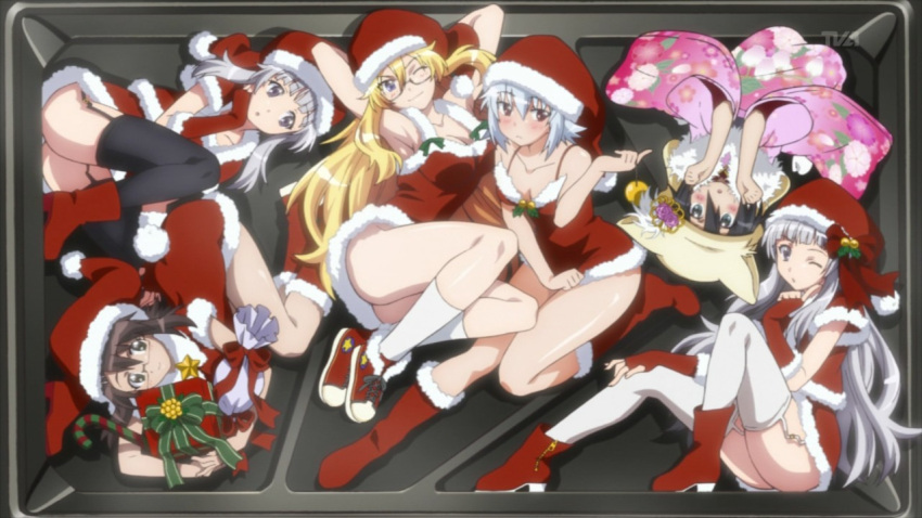 ben-tou boots christmas inoue_asebi oshiroi_hana santa_claus sawagi_kyo sawagi_kyou shaga_ayame thighhighs yarizui_sen