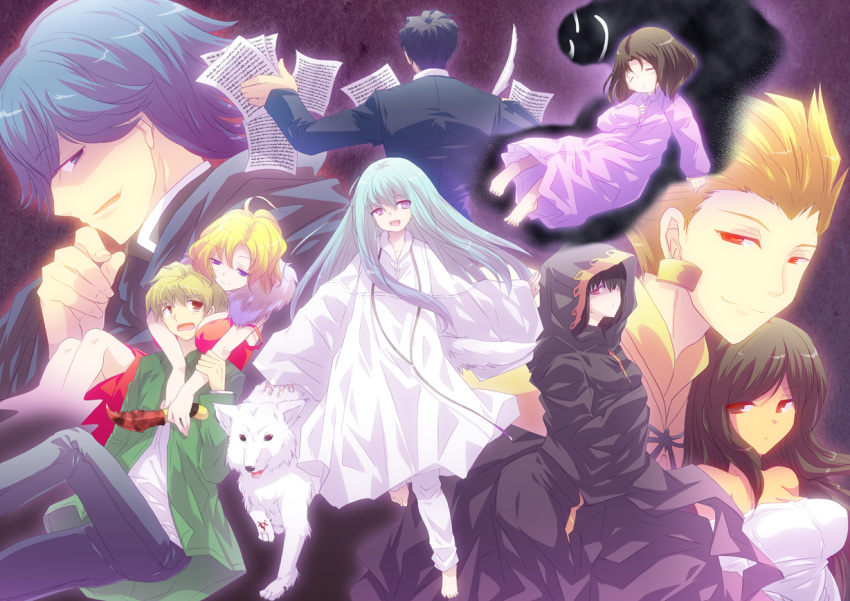 4girls 5boys alexandre_dumas_(fate) bad_id bad_pixiv_id blonde_hair brown_hair enkidu_(fate) faldeus_dioland fate/strange_fake fate_(series) flat_escardos gilgamesh_(fate) green_hair jack_the_ripper_(berserker)_(fate) kuruoka_tsubaki long_hair matsuzono multiple_boys multiple_girls no_name_assassin_(fate) pale_rider_(fate) tine_chelc wolf_(fate)