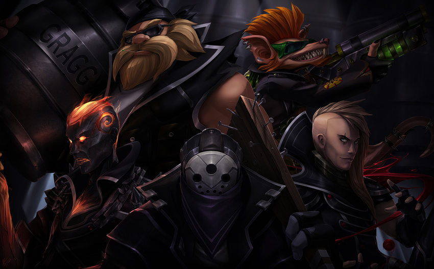 gragas gun jax_(league_of_legends) league_of_legends male megane twitch vegacolors vladimir_(league_of_legends)