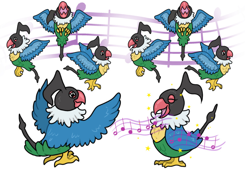 avian bird chatot generation_4_pokemon group littlepinebox lullaby music musical_instrument nintendo notes ocarina ocarina_of_time parrot parrots pokemon pokemon_(species) princess_zelda sheet_music singing song the_legend_of_zelda wind_instrument