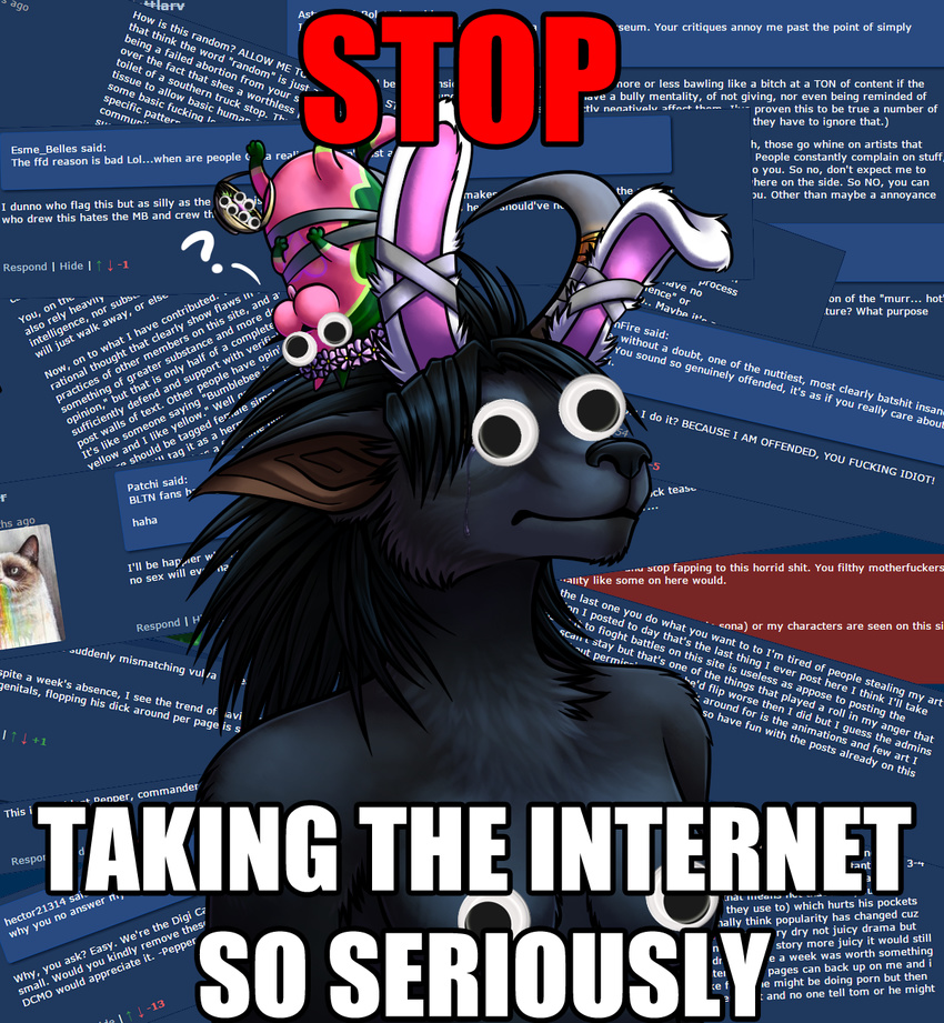 2015 anthro black_body black_fur black_hair blizzard_entertainment bodily_fluids bound breasts canid conditional_dnp crying derp_eyes digital_media_(artwork) disney domestic_cat dream_eater duo e621 easter egg elemental_creature english_text fake_ears fake_rabbit_ears fan_character felid feline felis female flora_fauna flower food food_creature fruit fur googly_boobs googly_eyes green_eyes hair heart_symbol hi_res holidays horn humor impact_(font) kingdom_hearts lagomorph leporid living_fruit living_watermelon lol_comments mammal melon meloncat melonyan meme meow_wow paralee_(character) plant profanity question_mark rabbit rainbow ratte reaction_image spirit_dream_eater square_enix tape tardar_sauce tears text the_truth warcraft watermelon were werecanid worgen