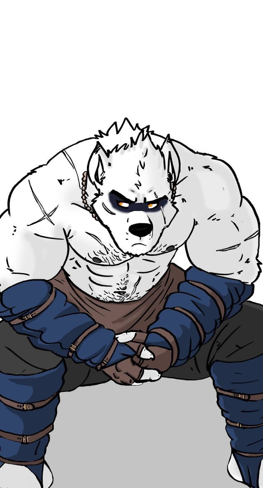 abs absurd_res biceps canid canine canis facial_hair fantasy grumpy hairy hi_res husky92 jewelry male mammal manly medieval muscular muscular_male necklace nipples scar solo tribal warpaint warrior wolf