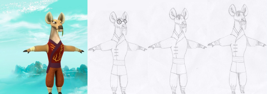 3d_(artwork) anthro beard cervine clothed clothing concept_art deer digital_media_(artwork) dreamworks eyewear facial_hair fan_character female glasses goatee graphite_(artwork) group hi_res jade_tusk kung_fu_panda male mammal military moustache pencil_(artwork) puttee sideburns spread_arms traditional_media_(artwork) tusks unclesam1976 uniform water_deer wraps wrist_wraps