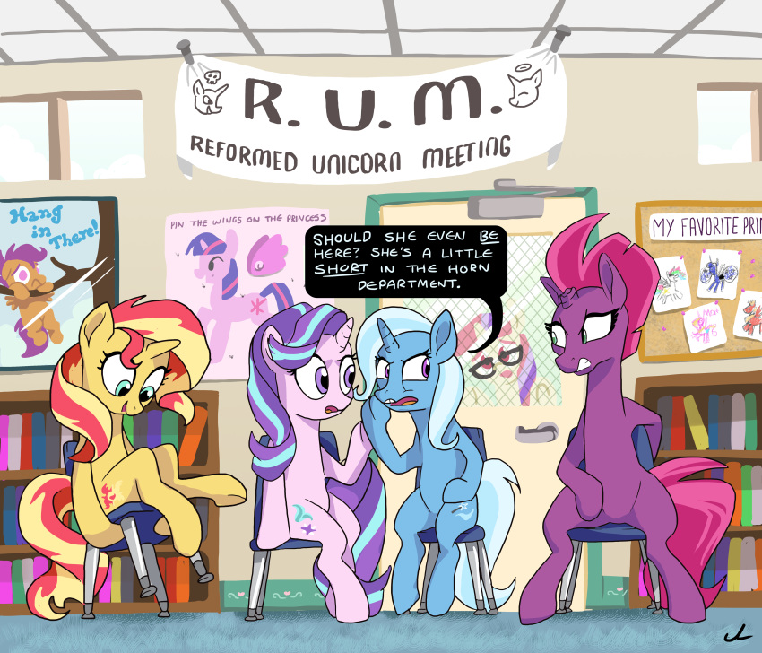 2018 absurd_res big_macintosh_(mlp) broken_horn chair dialogue docwario english_text equestria_girls equid equine featureless_crotch female friendship_is_magic furniture group hasbro hi_res horn humor mammal moondancer_(mlp) my_little_pony my_little_pony:_the_movie_(2017) mythological_creature mythological_equine mythology princess_cadance_(mlp) princess_celestia_(mlp) princess_luna_(mlp) scootaloo_(mlp) sitting starlight_glimmer_(mlp) sunset_shimmer_(eg) tempest_shadow_(mlp) text trixie_(mlp) twilight_sparkle_(mlp) unicorn