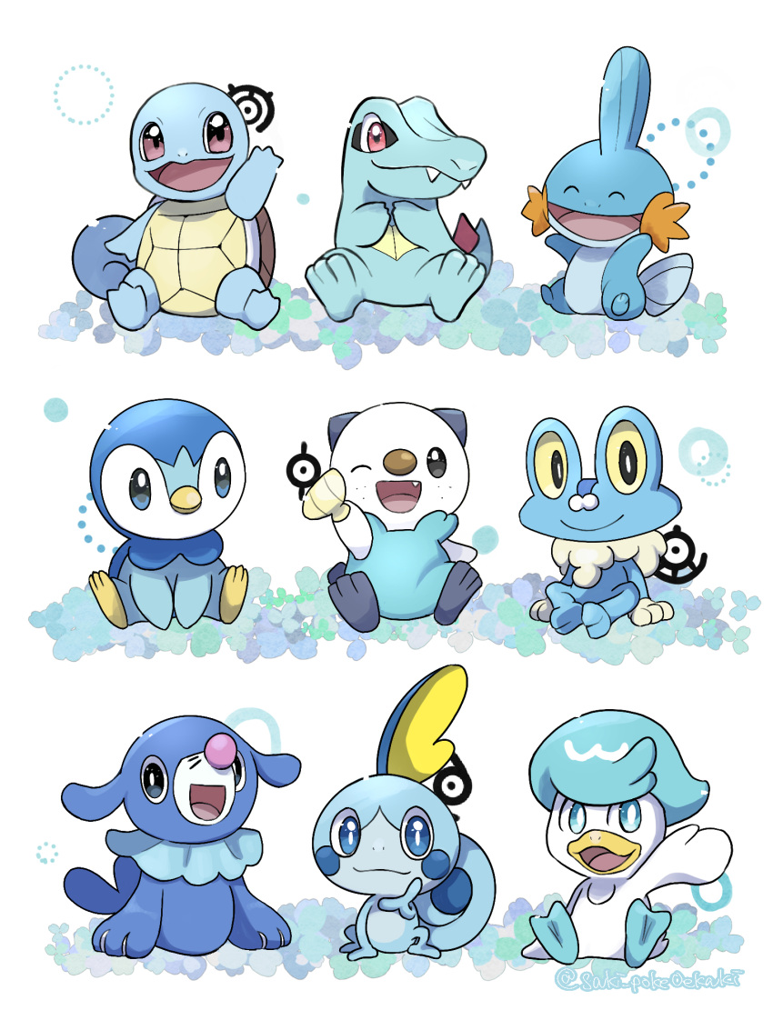 2024 3:4 ambiguous_gender amphibian anthro avian blue_body closed_eyes countershade_torso countershading feral froakie generation_1_pokemon generation_2_pokemon generation_3_pokemon generation_4_pokemon generation_5_pokemon generation_6_pokemon generation_7_pokemon generation_8_pokemon generation_9_pokemon group hi_res mammal marine mudkip nintendo one_eye_closed open_mouth open_smile oshawott pinniped piplup pokemon pokemon_(species) popplio quaxly saki_pokeoekaki scalie smile sobble squirtle tail totodile unown_(pokemon)