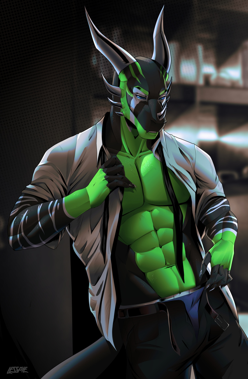 2023 5_fingers abs anthro blue_eyes detailed_background digital_media_(artwork) dragon fingers hi_res horn lesspie male male_anthro mythological_creature mythological_scalie mythology scalie smile wingless_dragon