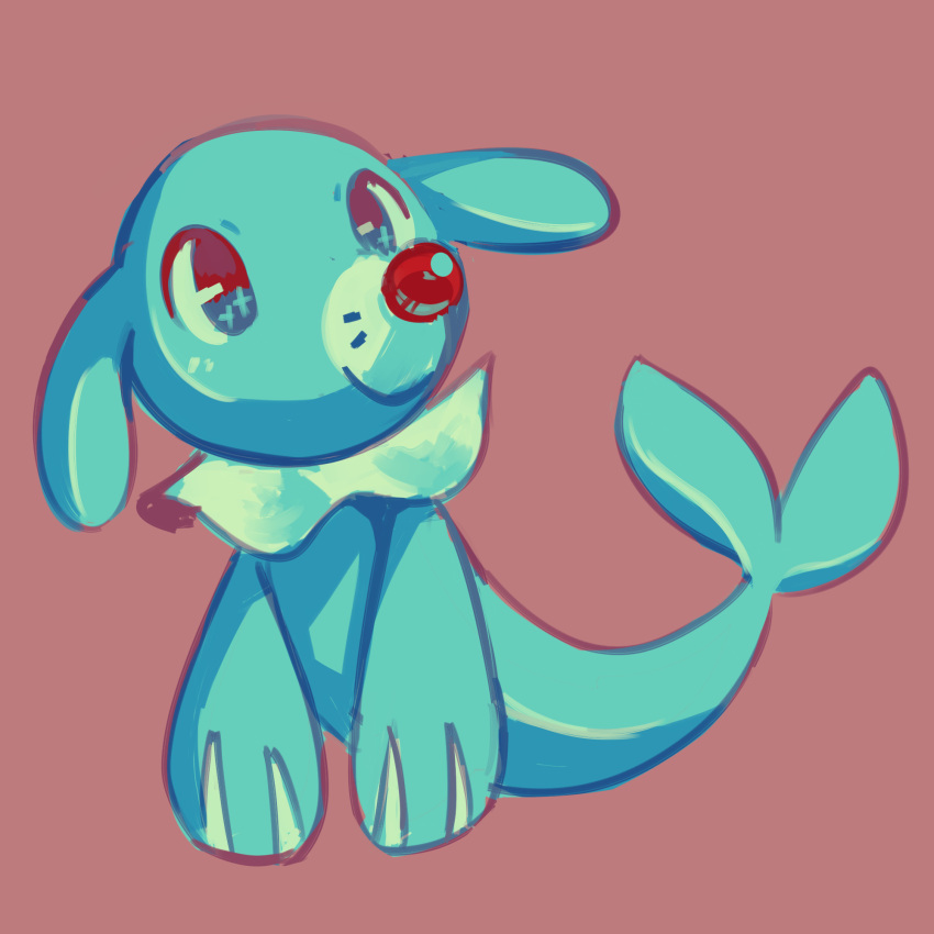 2018 ambiguous_gender blue_body closed_smile digital_media_(artwork) feral fin flavia-elric floppy_ears generation_7_pokemon hi_res mouth_closed nintendo pokemon pokemon_(species) popplio red_nose simple_background smile solo speedpaint tail white_sclera