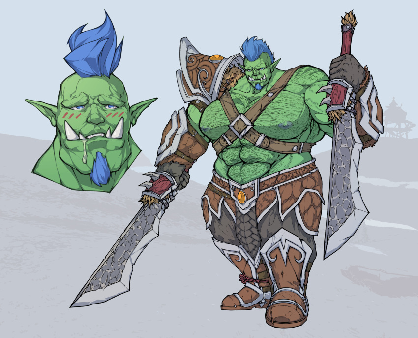 barazoku beef fantasy food hi_res male meat muscular orc qomelo qomelo_artist solo