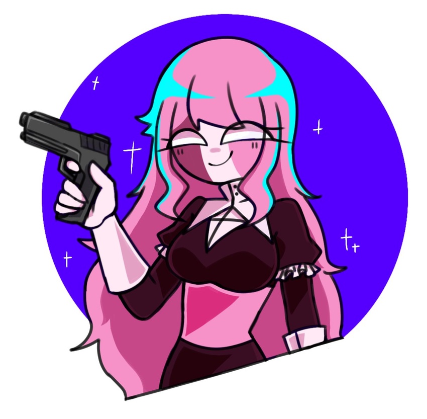 bad_trigger_discipline breasts friday_night_funkin gun holding_gun sarvente_(dokki.doodlez) sarvente_(friday_night_funkin) tagme yume0534