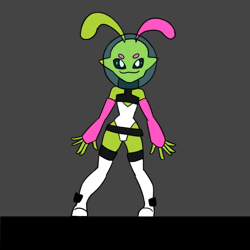 1:1 2d_animation alien alien_humanoid ambiguous_gender animated antennae_(anatomy) arcatech black_sclera clothed clothing colored dancing frame_by_frame green_body green_skin happy hi_res humanoid inverted_eyes nonbinary_(lore) not_furry roswell_grey short_playtime solo sploot_(unknownspy) wide