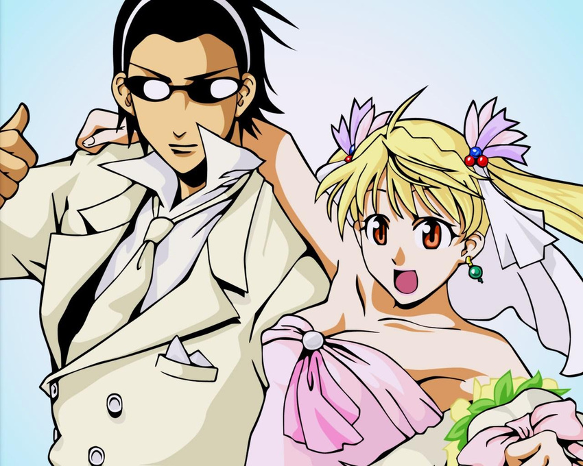 harima_kenji sawachika_eri school_rumble tagme wedding_dress