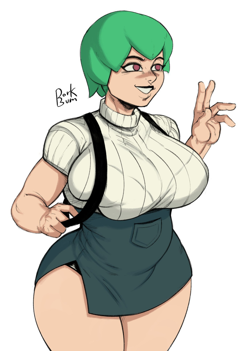 1girls breasts dorkbum female female_only foo_fighters fully_clothed green_hair jojo's_bizarre_adventure solo stone_ocean tagme