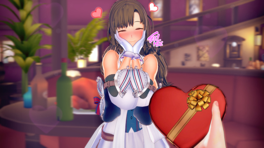 1boy 1girls 2koma 3d blush breasts chocolate closed_eyes dress female female_focus gift gloves hands_on_own_cheeks hands_on_own_face happy heart incest indoors large_breasts laugh long_hair male male_pov mature mature_female milf mother mother_and_son oosuki_mamako oosuki_masato pov smile solo_focus tsuujou_kougeki_ga_zentai_kougeki_de_ni-kai_kougeki_no_okaasan_wa_suki_desu_ka? twintails v-kris valentine valentine's_day