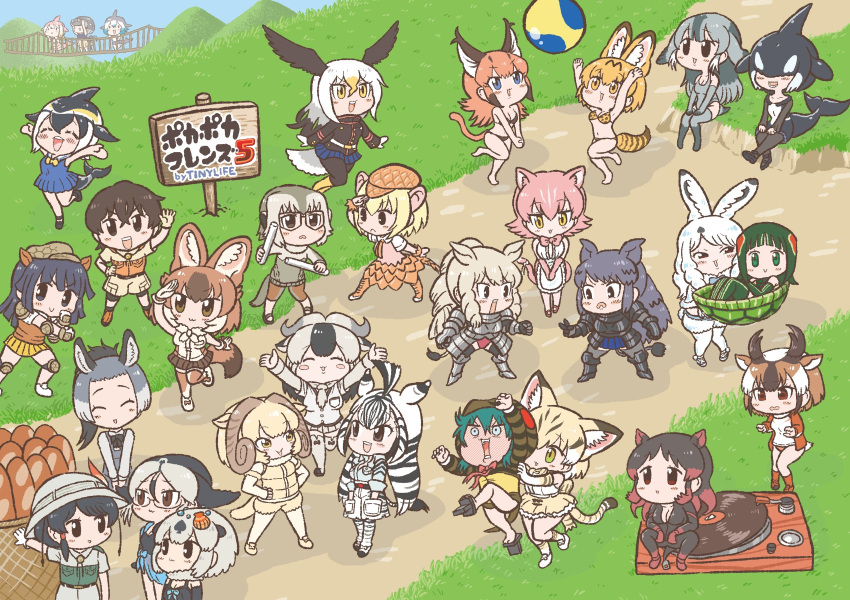 1boy 6+girls :> :3 ^_^ animal_ears animal_print apron aqua_hair arctic_hare_(kemono_friends) arm_up armadillo_ears armadillo_tail armor armored_boots arms_up artist_name bald_eagle_(kemono_friends) ball bare_arms bare_legs basket bearded_seal_(kemono_friends) binoculars bird_tail bird_wings black_eyes black_hair black_rhinoceros_(kemono_friends) blonde_hair blowhole blue_eyes blue_wildebeest_(kemono_friends) blush blush_stickers boots bow bowtie bread breast_pocket breastplate broken brown_eyes brown_hair buruma c: california_sea_lion_(kemono_friends) californian_sea_otter_(kemono_friends) captain_(kemono_friends) caracal_(kemono_friends) carrying cat_ears cat_tail catsuit cetacean_tail chapman's_zebra_(kemono_friends) chibi chinese_white_dolphin_(kemono_friends) closed_eyes closed_mouth commentary_request common_bottlenose_dolphin_(kemono_friends) common_dolphin_(kemono_friends) day dhole_(kemono_friends) dog_ears dog_tail donkey_(kemono_friends) donkey_ears donkey_girl dorsal_fin dress elbow_gloves elbow_pads extra_ears fingerless_gloves fins fish_tail food full-face_blush fur_collar furrowed_brow gauntlets geta giant_armadillo_(kemono_friends) giant_pangolin_(kemono_friends) glasses gloves grass green_hair grey_hair hair_between_eyes hair_ornament hair_over_eyes hand_on_own_hip hands_in_pockets hands_on_own_hips hat hat_feather head_fins head_wings helmet high_ponytail highres hippopotamus_(kemono_friends) hippopotamus_ears holding hood hood_up hoodie horizontal_pupils horns jacket kemono_friends kemono_friends_3 knee_pads kotobuki_(tiny_life) layered_sleeves light_brown_hair long_hair long_sleeves looking_afar looking_at_another looking_at_viewer medium_hair meerkat_(kemono_friends) meerkat_ears meerkat_tail multicolored_hair multiple_girls narwhal_(kemono_friends) neck_ribbon one-piece_swimsuit open_mouth orca_(kemono_friends) otter_ears outdoors outstretched_arms pangolin_ears pangolin_tail panther_ears panther_tail pantyhose pantyhose_under_shorts parted_bangs peach_panther_(kemono_friends) phonograph pink_hair pink_ribbon pith_helmet platinum_blonde_hair playing_games pocket print_bow print_bowtie print_shirt pronghorn_(kemono_friends) rabbit_ears rabbit_tail record red-eared_slider_(kemono_friends) red_hair ribbon sand_cat_(kemono_friends) sand_cat_print serval_(kemono_friends) serval_print sheep_(kemono_friends) sheep_ears sheep_horns sheep_tail shirt shoes short_dress short_over_long_sleeves short_sleeves shorts sign sitting skirt sleeveless sleeveless_dress sleeveless_shirt smile snake_print snake_tail standing striped_clothes striped_hair striped_hoodie sweater swimsuit tail thighhighs tickling tickling_armpits tsuchinoko_(kemono_friends) turtle_shell v-shaped_eyebrows v_arms white_hair white_rhinoceros_(kemono_friends) wings wrist_cuffs yellow_eyes zebra_ears zebra_print zebra_tail zettai_ryouiki