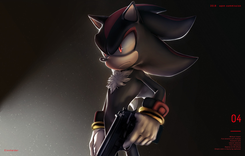 3d_(artwork) beretta digital_media_(artwork) einnharder english_text eulipotyphlan grey_background gun hedgehog hi_res m9 male mammal ranged_weapon sega shadow shadow_the_hedgehog simple_background solo sonic_the_hedgehog_(series) text weapon