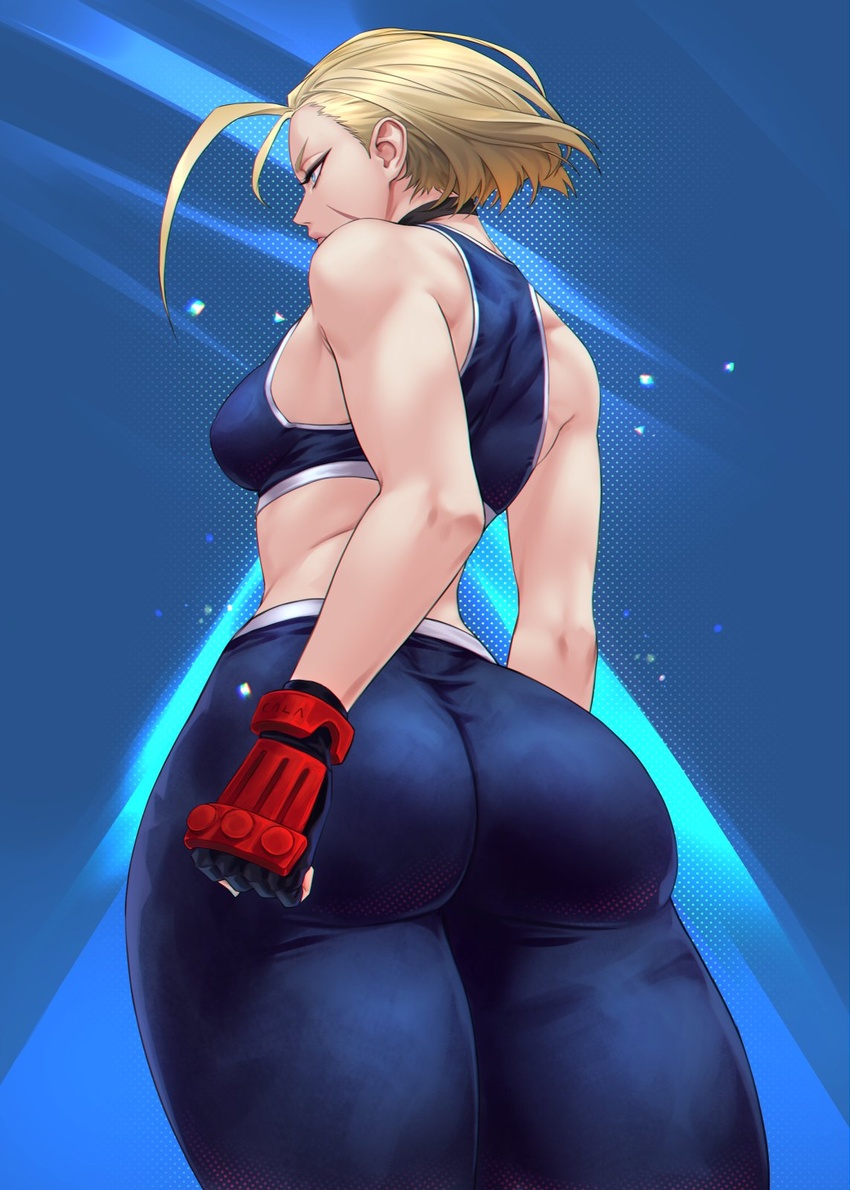 1girls ass ass_focus back_view big_ass big_butt blokde blonde_hair blue_eyes calad_g cammy_white dat_ass dumptruck_ass female female_only fingerless_gloves fully_clothed gloves huge_ass huge_butt large_ass large_butt scar scar_on_face scarred_face solo sports_bra sportswear street_fighter street_fighter_6 thick thick_ass thick_thighs tight_clothes tight_clothing tight_pants tights