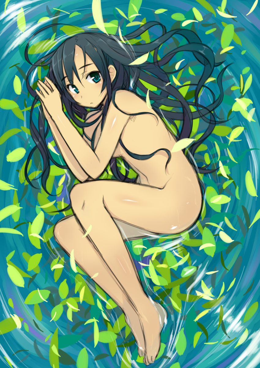 absurdres bad_id bad_pixiv_id barefoot black_hair feet female highres legs long_hair lying mukoujima_tenro nude on_side original sketch solo