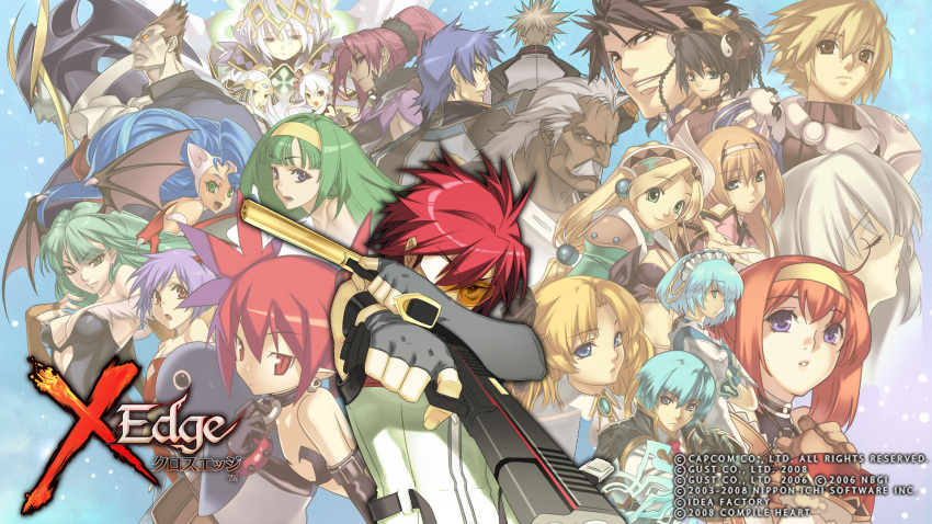 6+boys 6+girls absolutely_everyone aiba_mikoto anesha animal_ears ar_tonelico ar_tonelico_i atelier_(series) aurica_nestmile bat_wings black_hair blonde_hair blue_hair braid breasts brown_hair capcom cat_ears cleavage colored_skin cross_edge crossover demitri_maximoff demon_girl disgaea dual_wielding eruma etna_(disgaea) everyone facial_hair felicia_(vampire) fingerless_gloves gangsta_hold gloves green_hair grey_hair grey_skin gun hairband head_wings highres hirano_katsuyuki holding ijuin_toya iruma kannagi_yuto lazarus liliane_vehlendorf lilith_aensland long_hair lyner_barsett maid_headdress marie_(atelier) may_(cross_edge) medium_breasts meu_(spectral_souls) misha_arsellec_lune morrigan_aensland moustache multiple_boys multiple_crossover multiple_girls nippon_ichi official_art official_wallpaper orange_hair pantyhose photoshop_(medium) pink_hair pointy_ears ponytail prinny purple_hair raizen red_hair rozeluxe_meitzen short_hair short_twintails shurelia_(ar_tonelico) spectral_(series) spectral_souls sunglasses twin_braids twintails vampire_(game) vivi_(cross_edge) weapon white_hair wings wuim_(mana_khemia) yin_yang