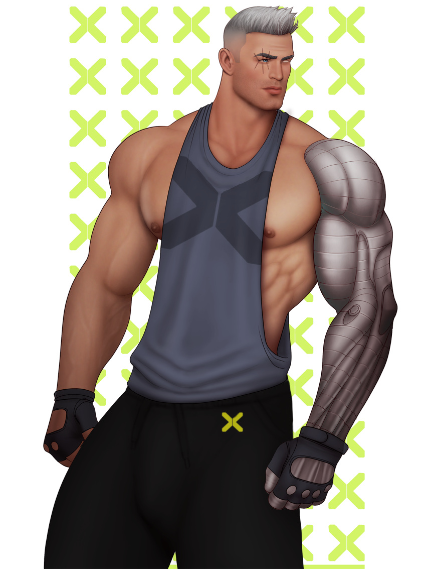 biceps big_bulge bulge bulging_biceps cable_(x-men) drawnpr0n huge_bulge male male_only marvel muscles muscular muscular_male nathan_summers robotic_arm x-men