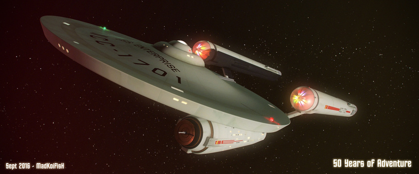 artist_name commentary dated highres madkoifish no_humans science_fiction space spacecraft star_(sky) star_trek star_trek_the_original_series uss_enterprise_(star_trek) uss_enterprise_ncc-1701