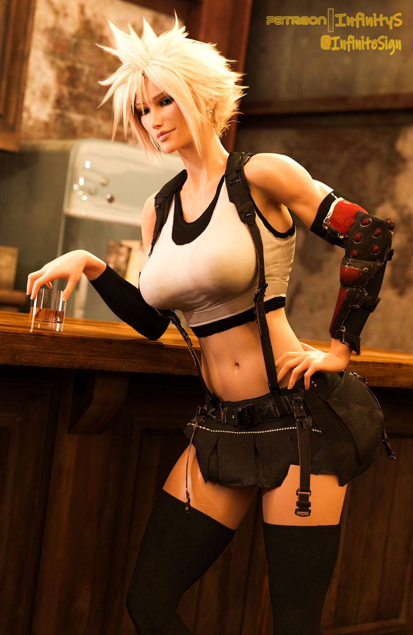 1girls 3d 3d_(artwork) ass big_ass big_breasts blonde_hair blue_eyes breasts cleavage cloud_strife cloudette_strife female female_only final_fantasy final_fantasy_vii final_fantasy_vii_remake genderbent genderswap_(mtf) high_heels infinitesign large_ass large_breasts lingerie narrow_waist nipple_bulge pose posing rule_63 solo thick thick_ass thick_hips thick_thighs tifa_lockhart_(cosplay) tight_clothing wide_hips